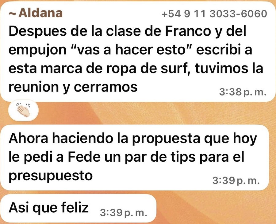 Testimonio de la comunidad sobre Ventas