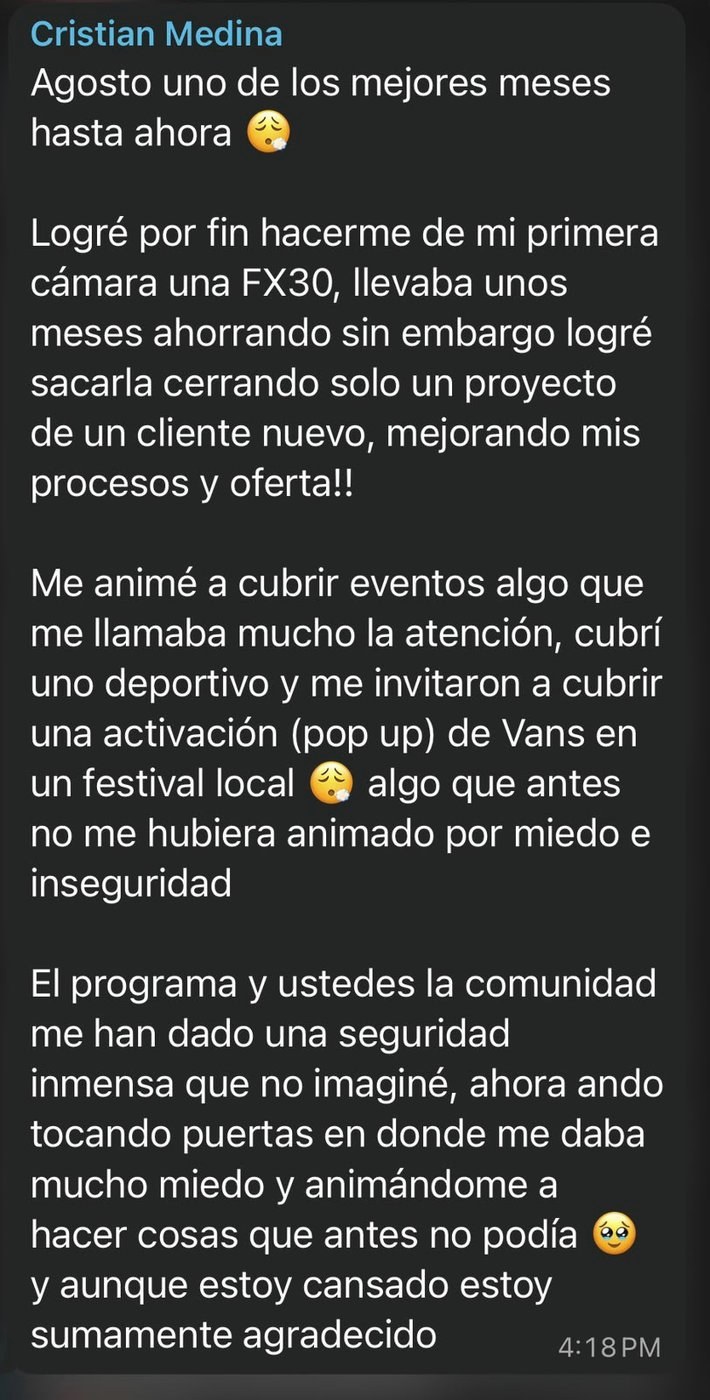 Testimonio de la comunidad sobre Equipo